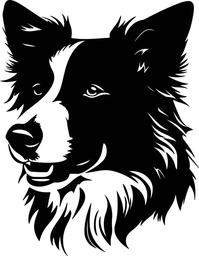 charming Black silhouette of border collie head vector