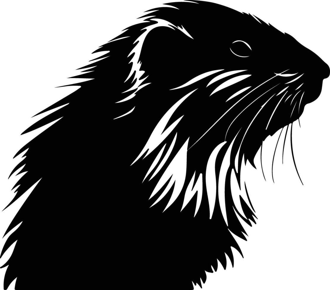 adorable Black silhouette of lemming head vector