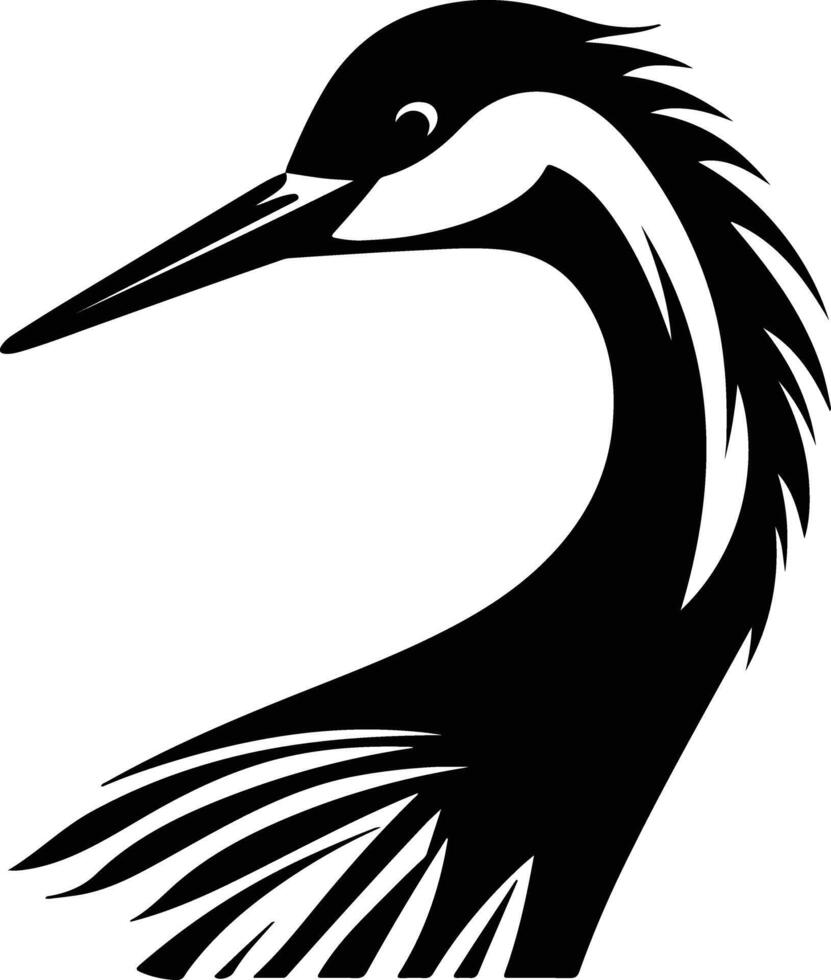 heavenly Black silhouette of crane head vector
