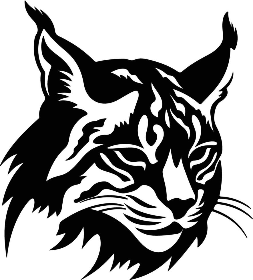 charming Black silhouette of bobcat head vector