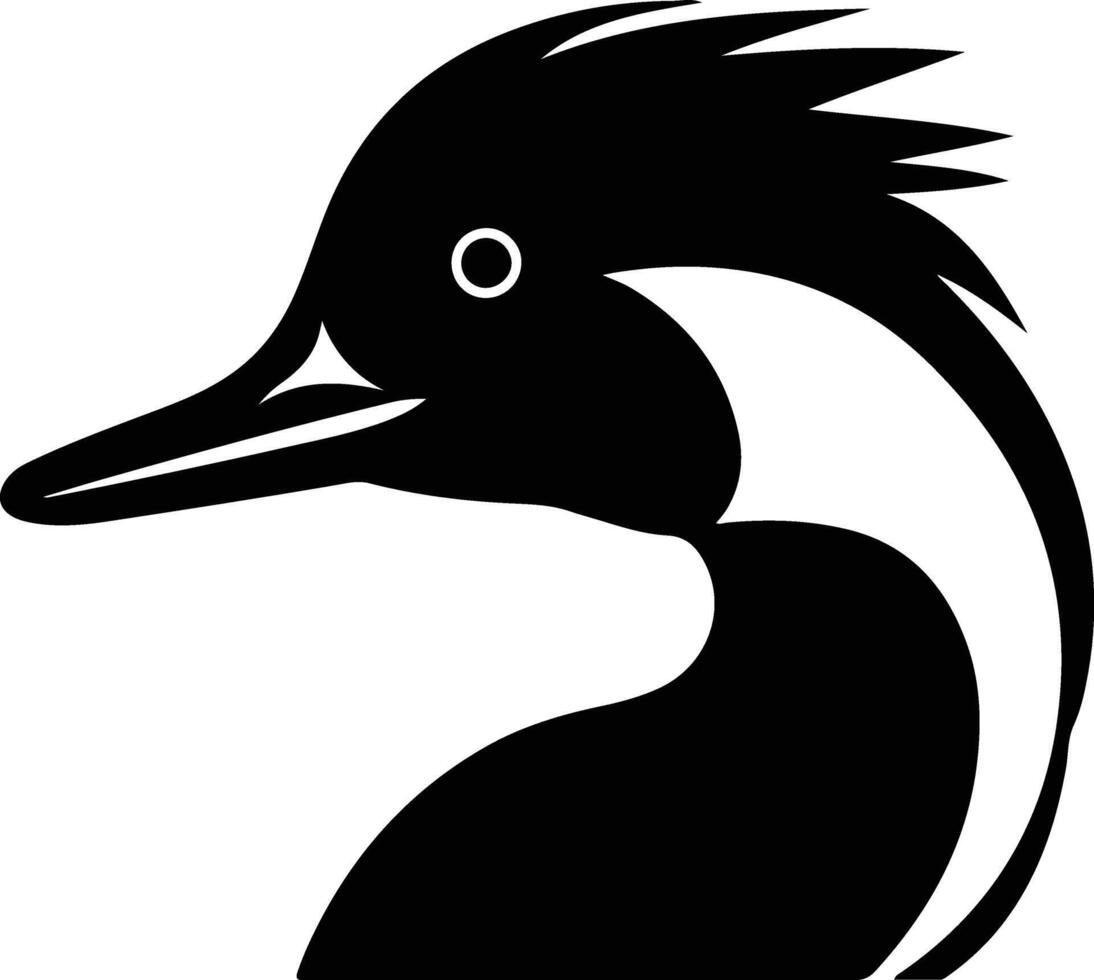 enchanting Black silhouette of merganser head vector