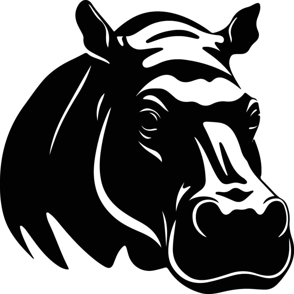 charming Black silhouette of hippo head vector
