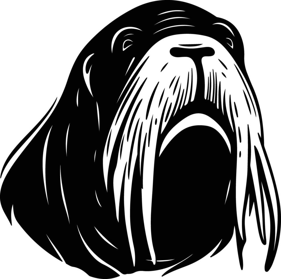 charming Black silhouette of walrus head vector