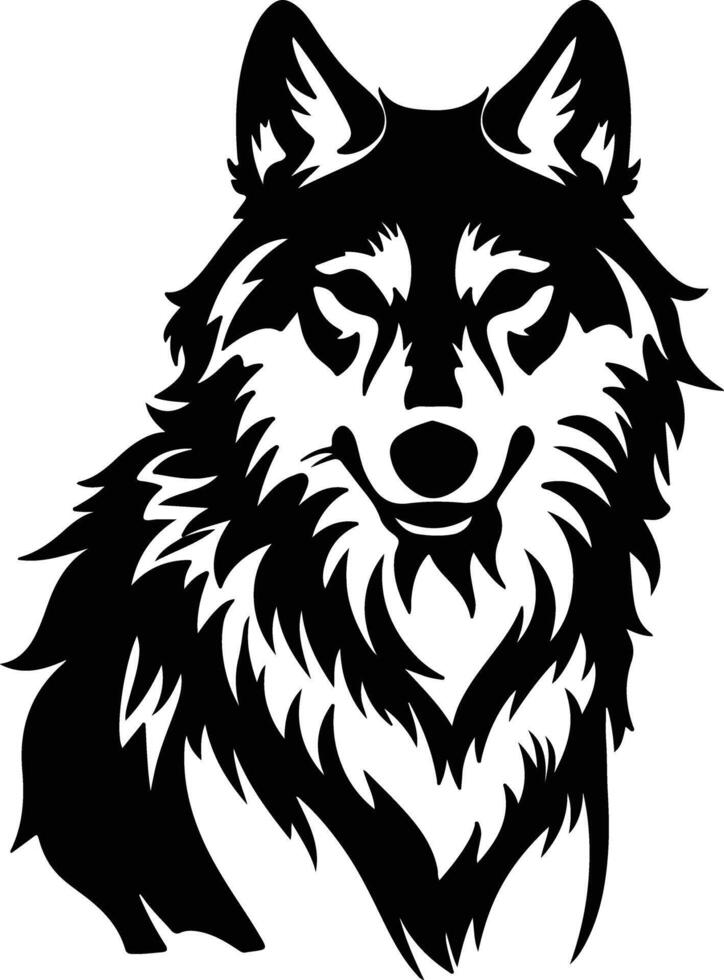 cuddly Black silhouette of wolf head vector