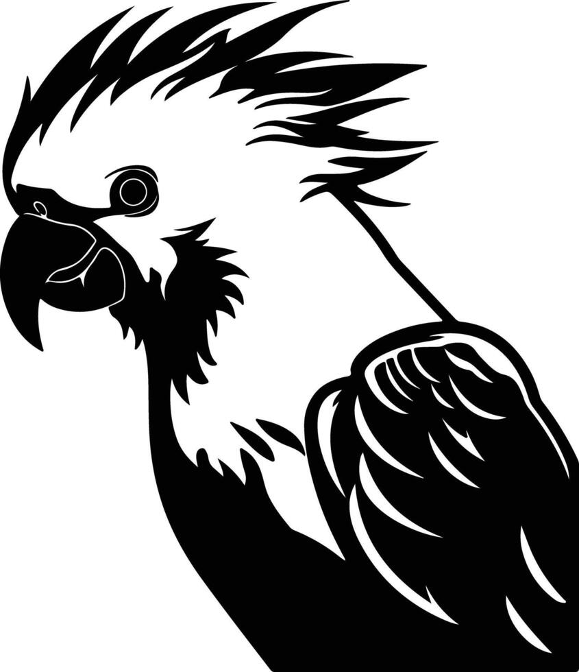 cuddly Black silhouette of cockatoo head vector