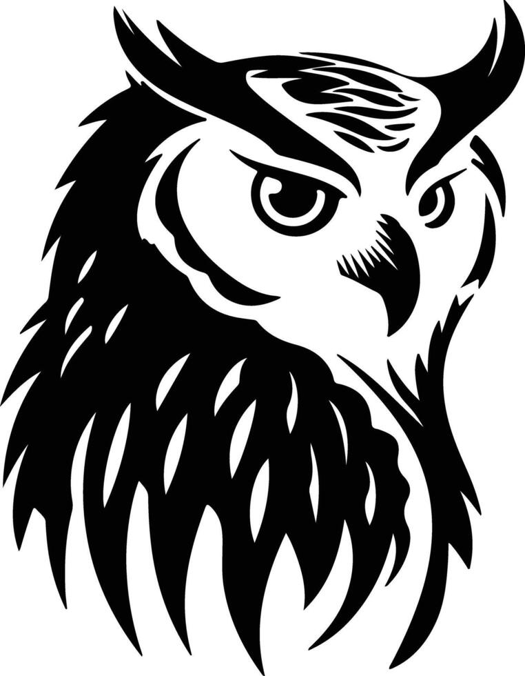 cuddly Black silhouette of snowy owl head vector