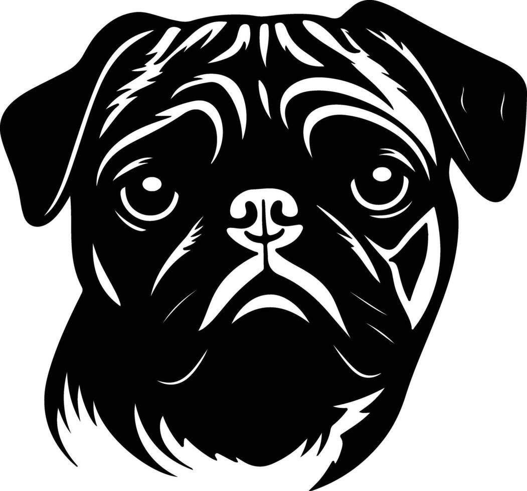 adorable Black silhouette of pug head vector