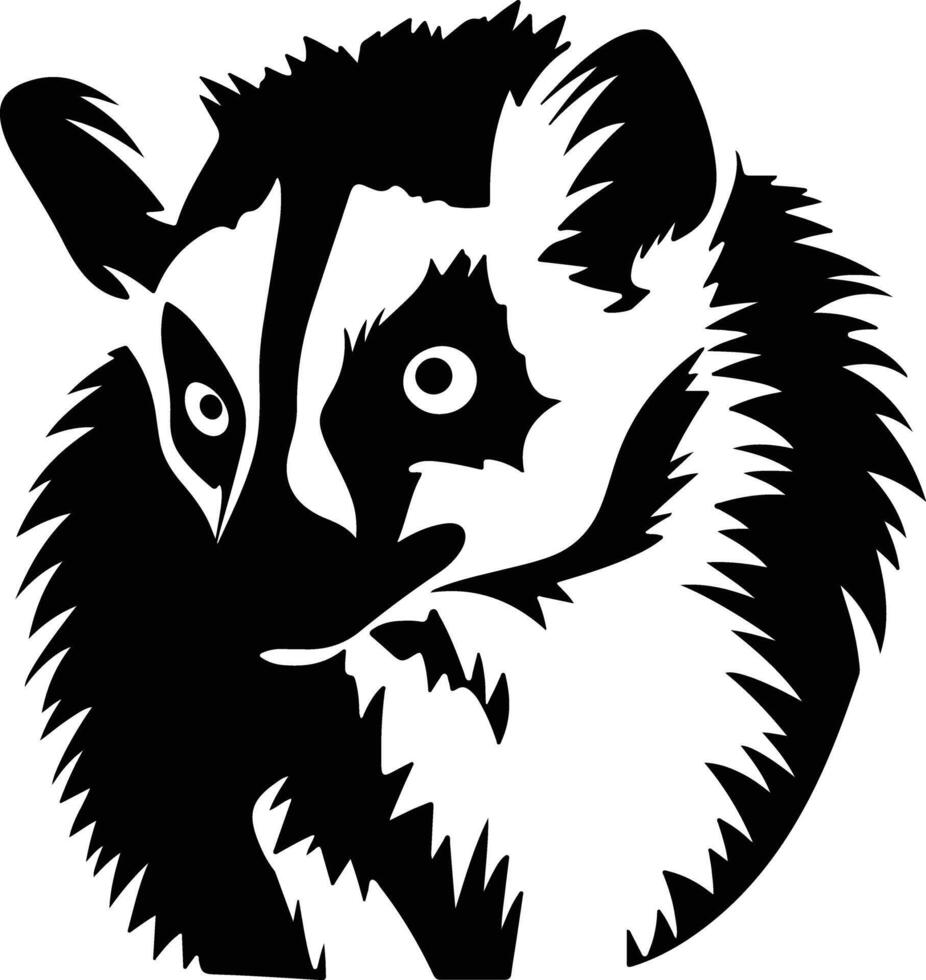 charming Black silhouette of lemur head vector