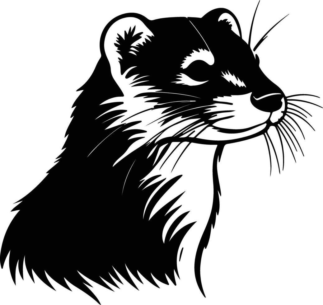 lovely Black silhouette of mink head vector