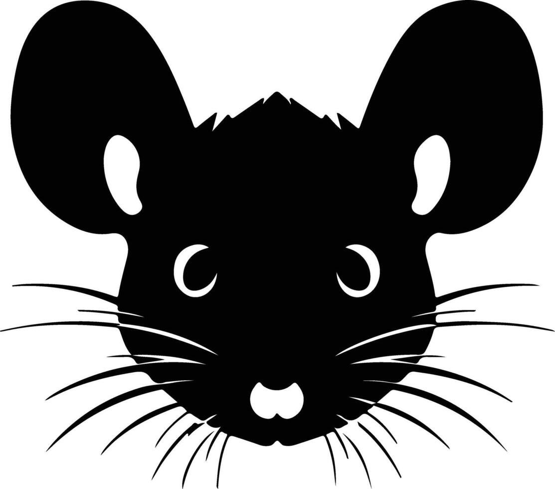 endearing Black silhouette of mouse head vector