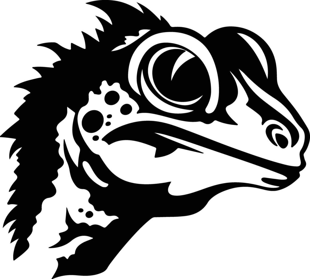 adorable Black silhouette of gecko head vector