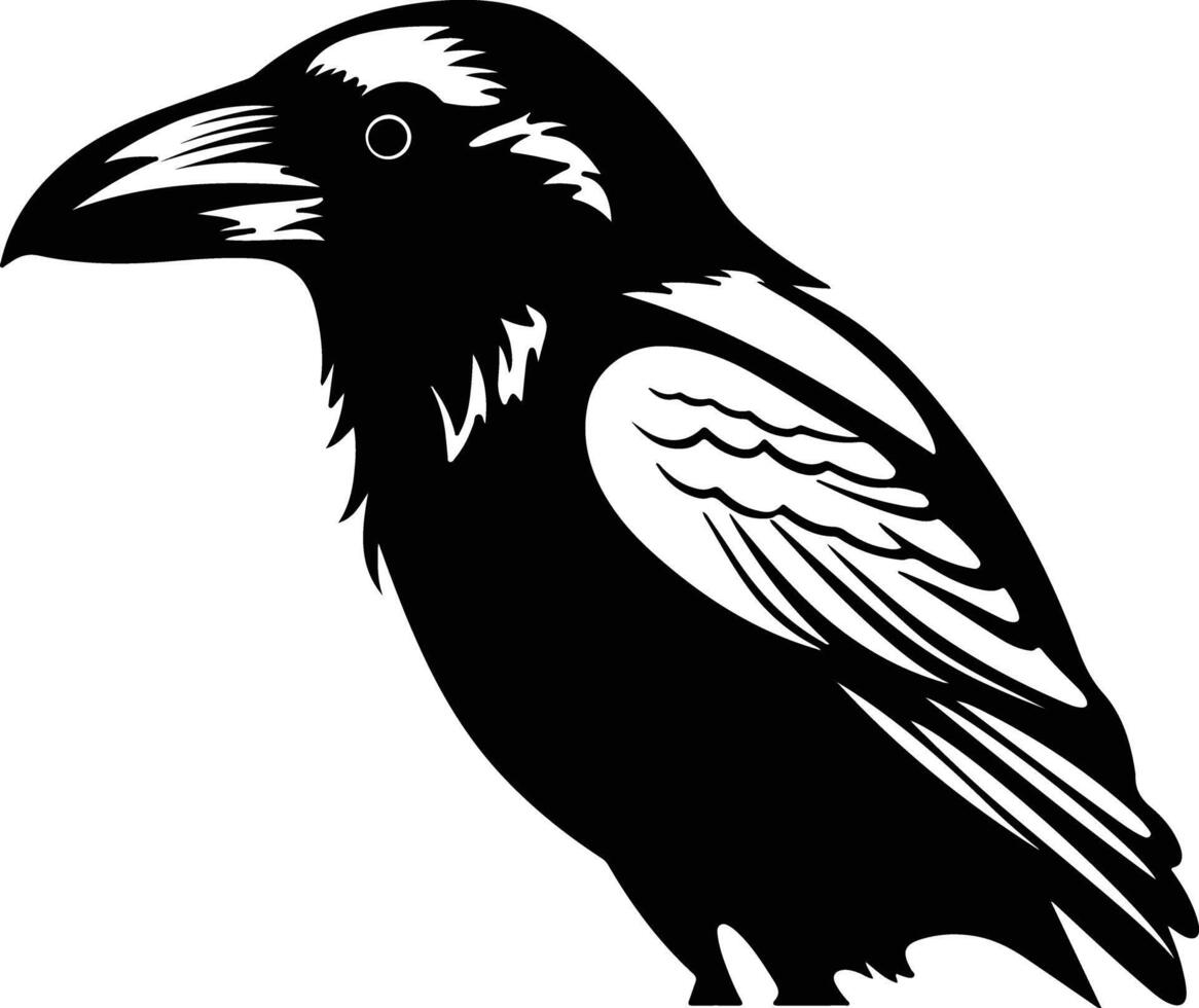 endearing Black silhouette of crow head vector