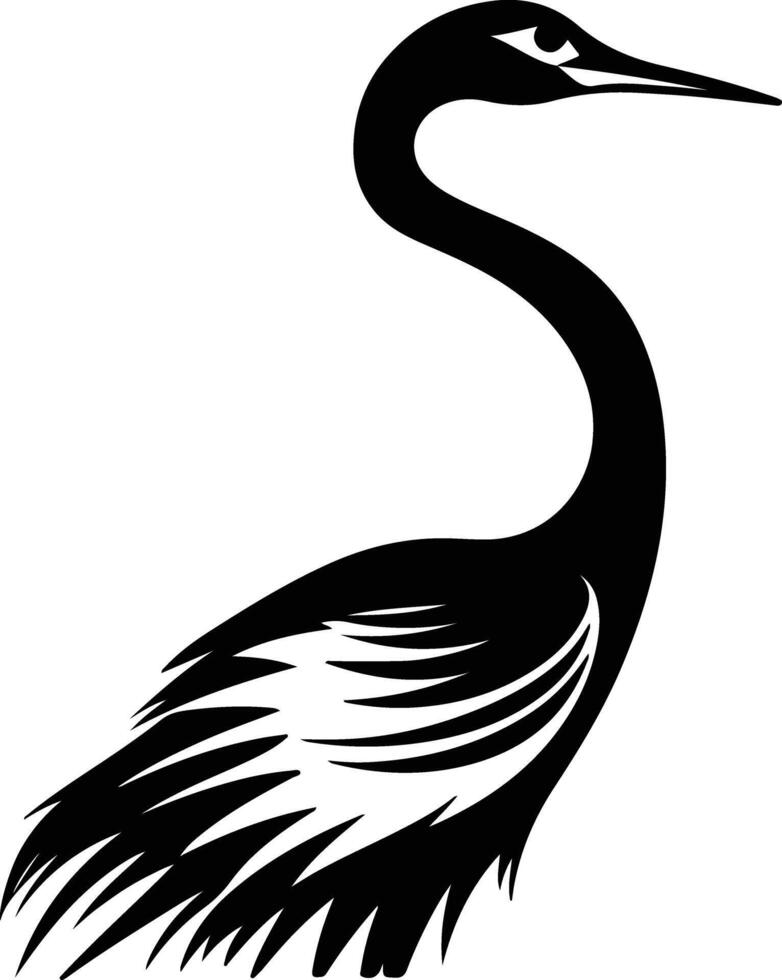 sweet Black silhouette of Japanese crane head vector