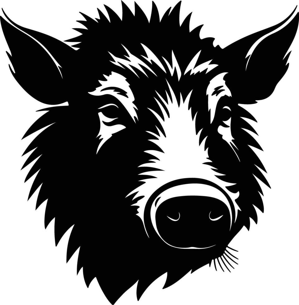 enchanting Black silhouette of javelina head vector