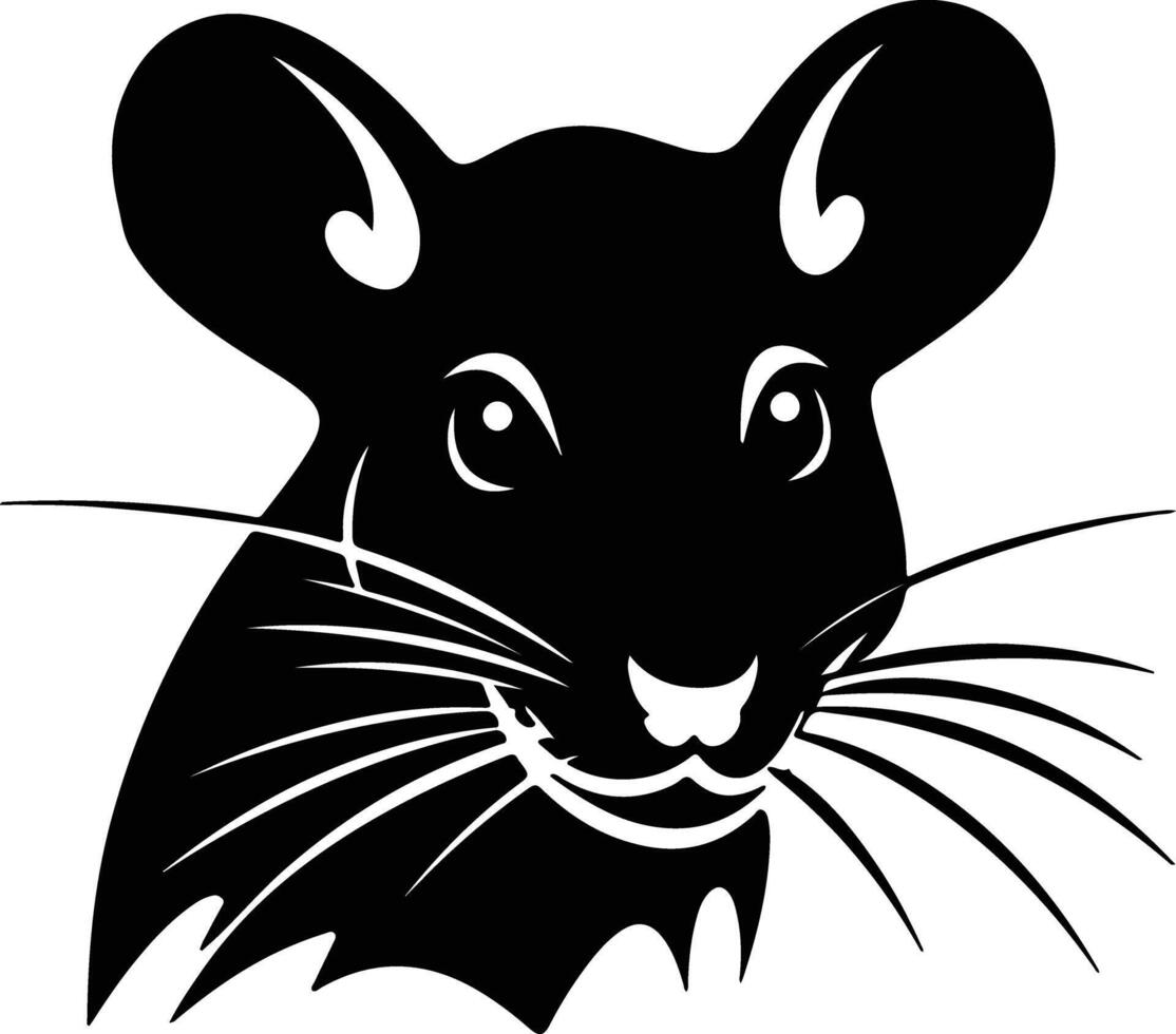 endearing Black silhouette of rat head vector