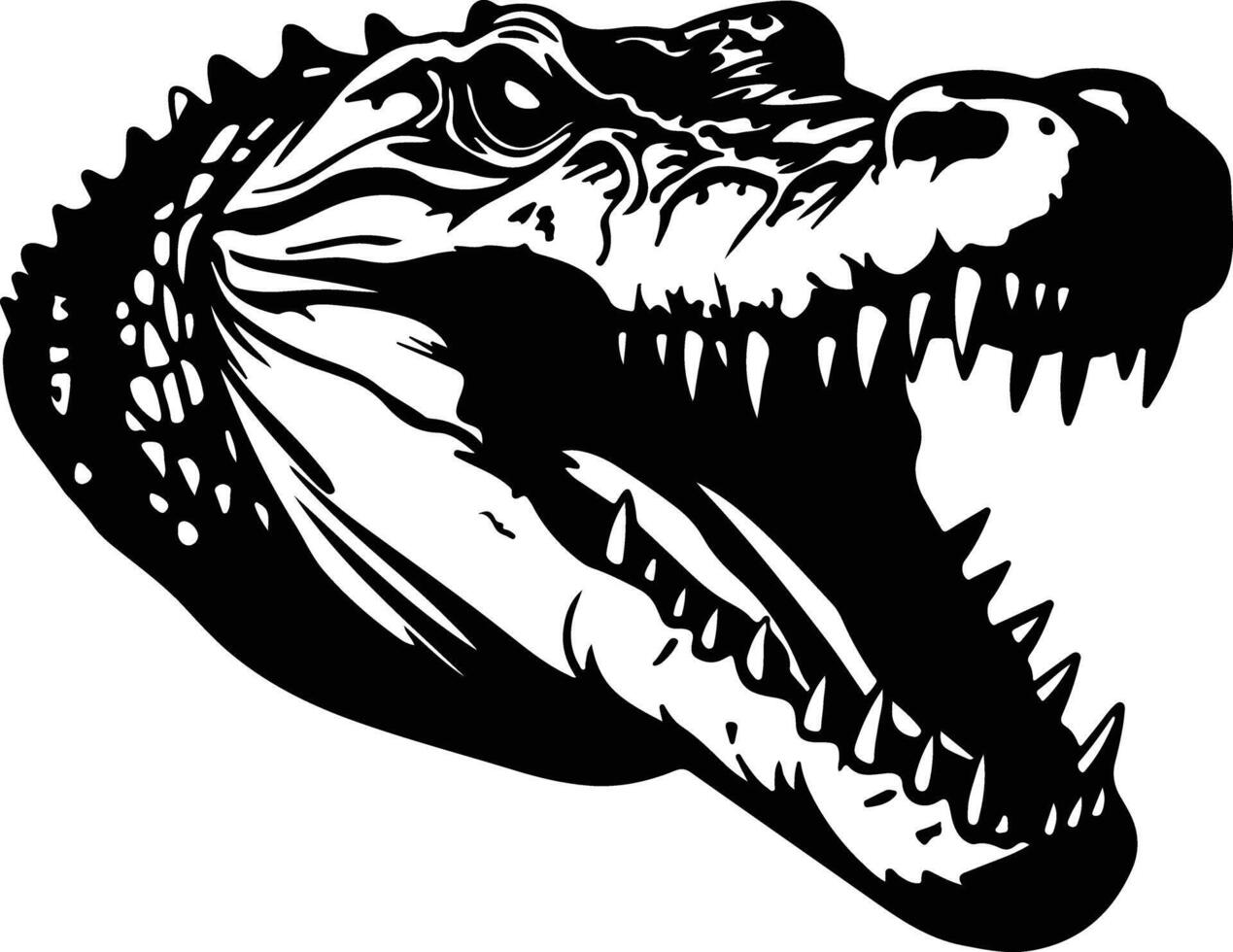 charming Black silhouette of caiman head vector
