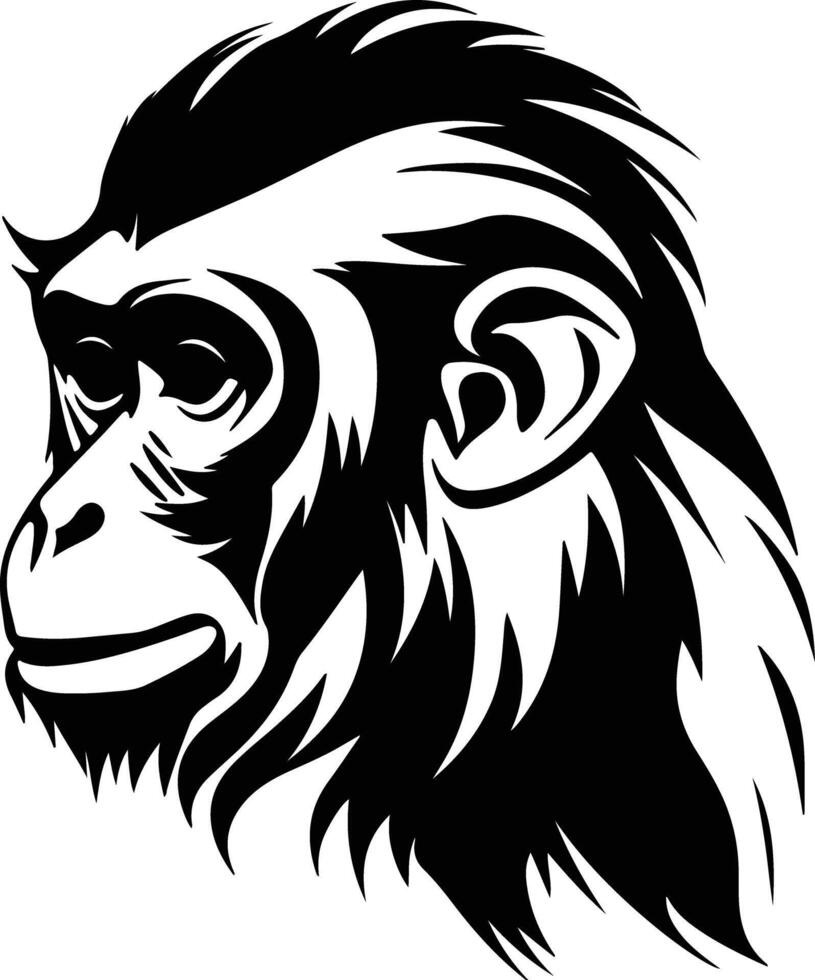 angelic Black silhouette of macaque head vector