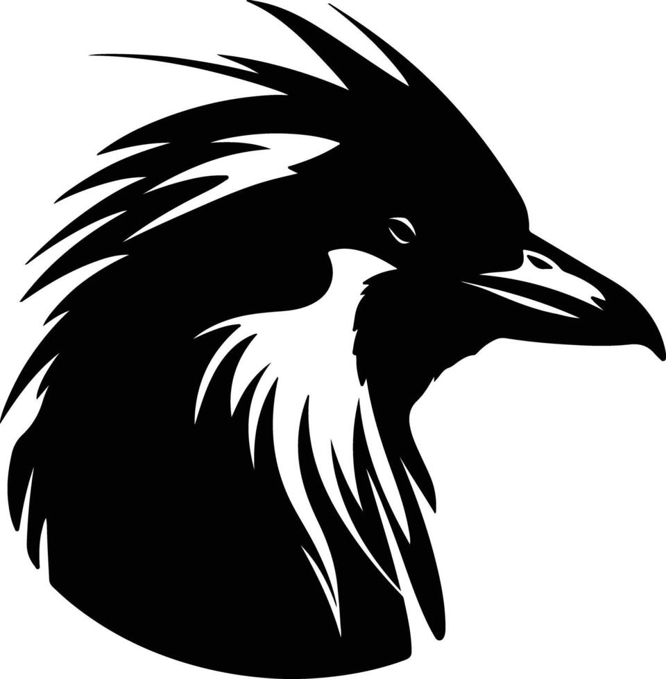 cuddly Black silhouette of rockhopper penguin head vector