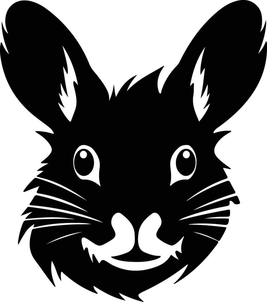 cuddly Black silhouette of chinchilla head vector