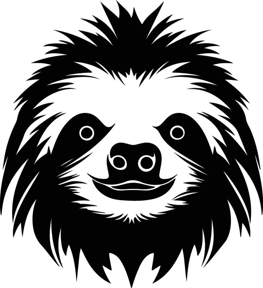 sweet Black silhouette of three-toed sloth head vector