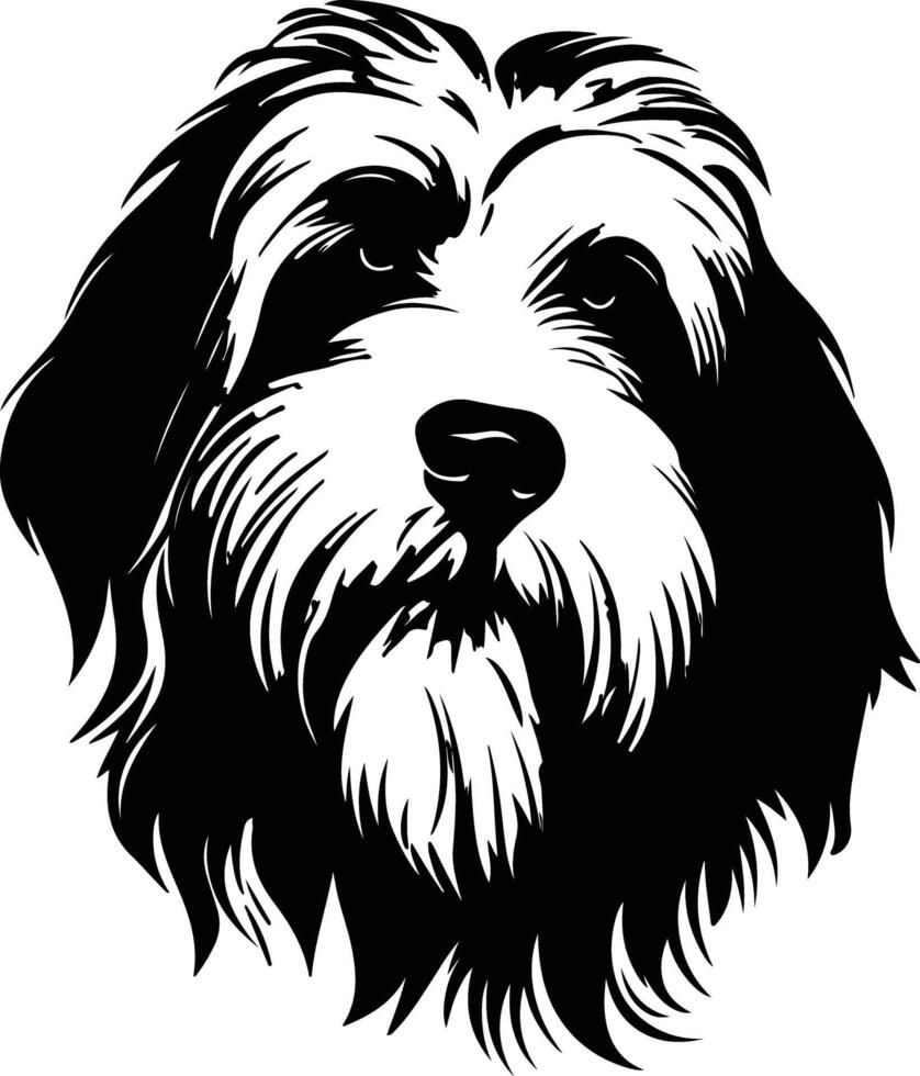 enchanting Black silhouette of old English sheepdog head vector