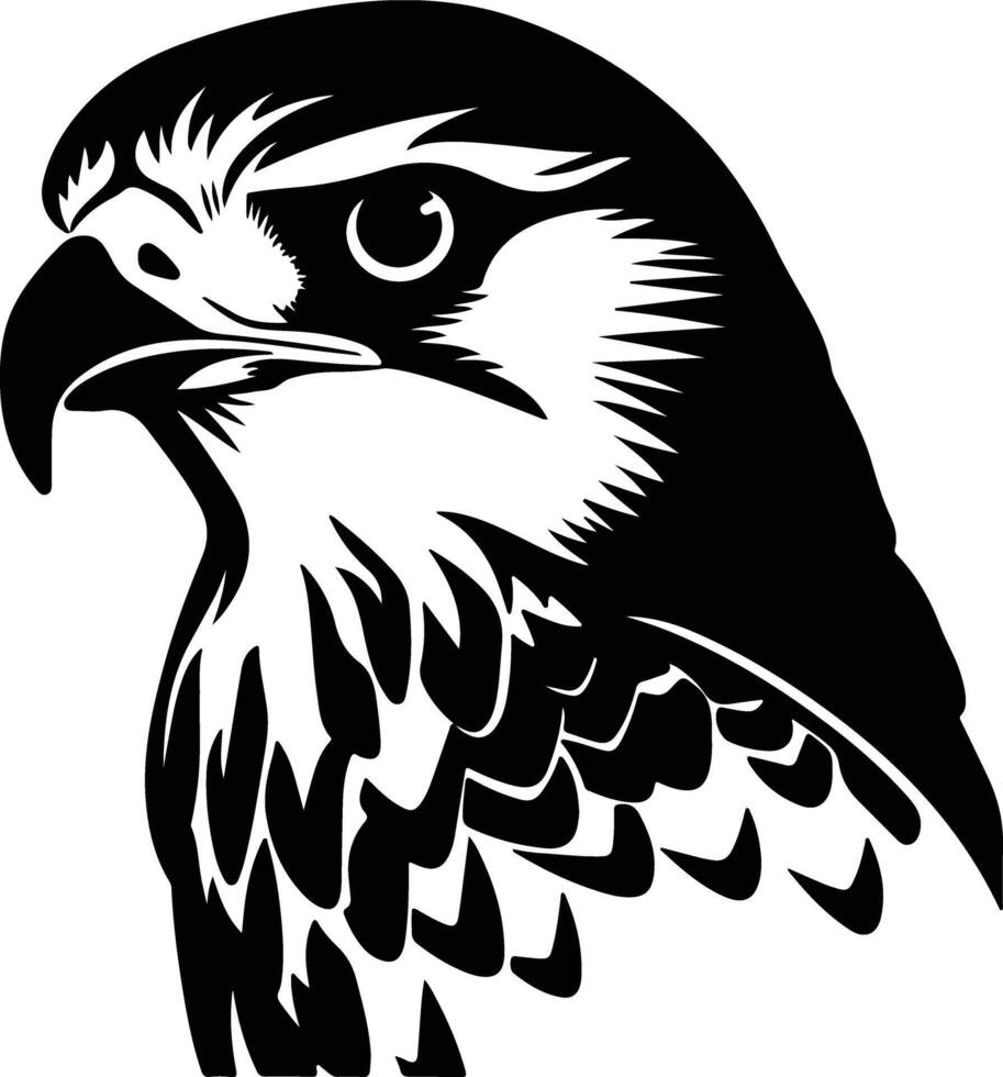 cuddly Black silhouette of peregrine falcon head vector