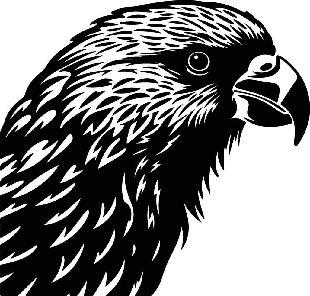 adorable Black silhouette of kakapo head vector