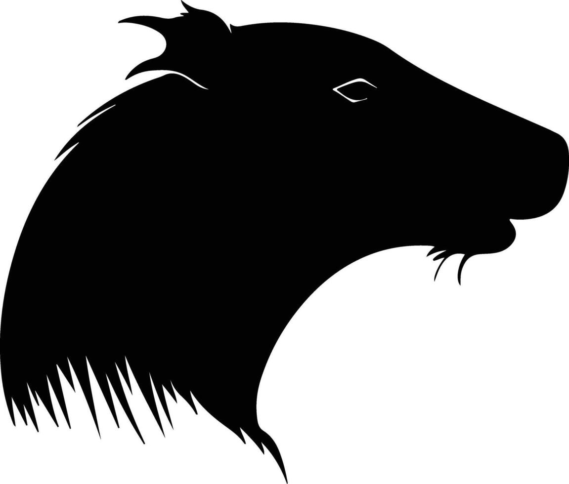 heartwarming Black silhouette of capybera head vector