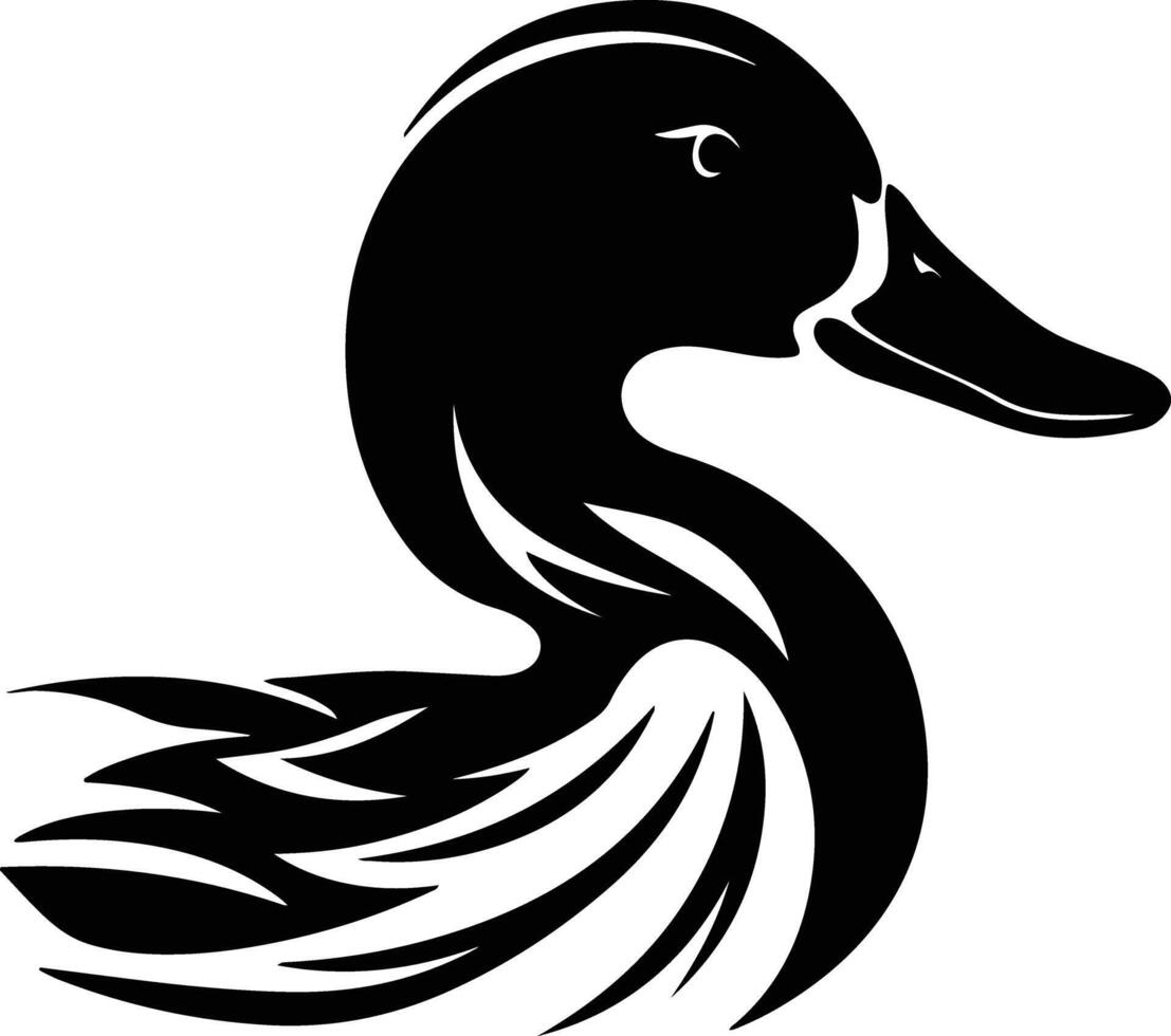 adorable Black silhouette of mallard duck head vector