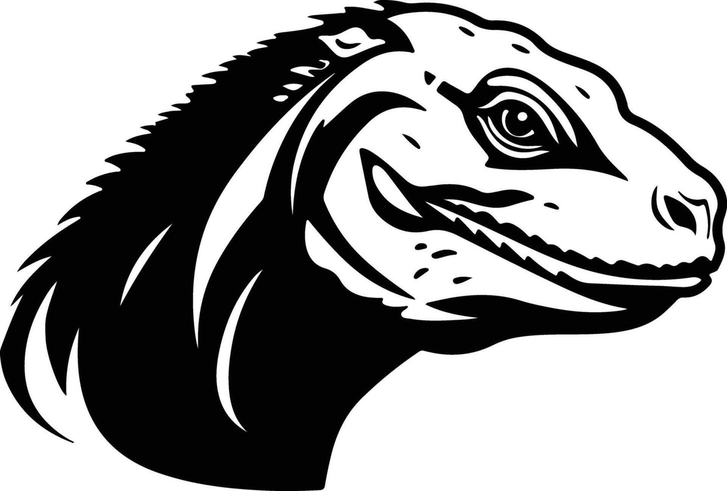 lovely Black silhouette of Komodo dragon head vector