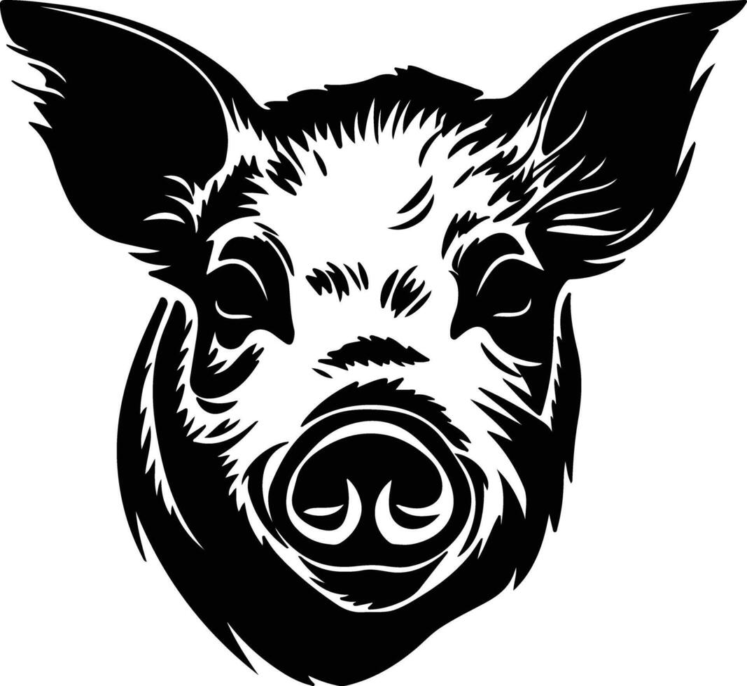 adorable Black silhouette of pig head vector