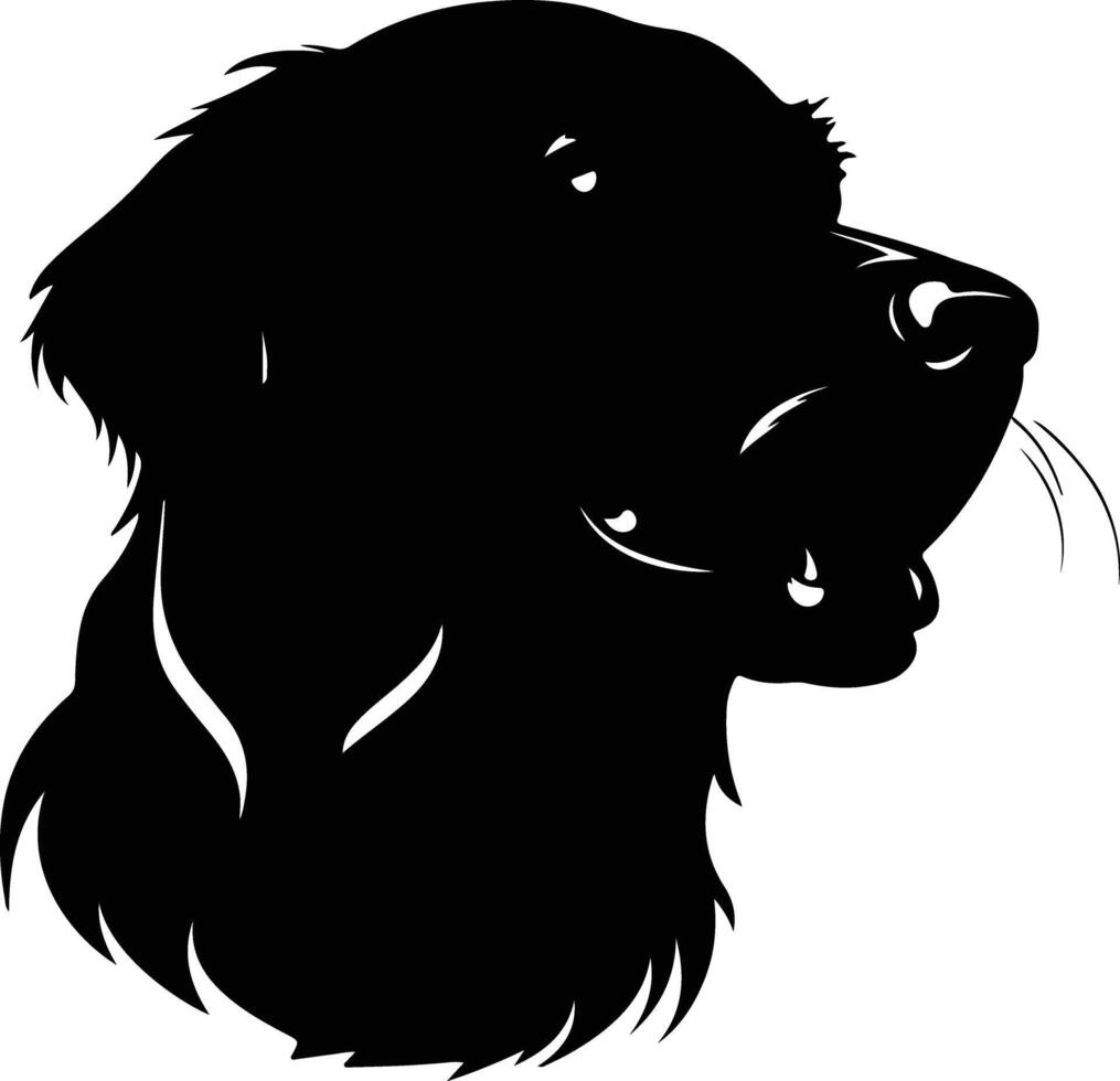 adorable Black silhouette of golden retriever head vector