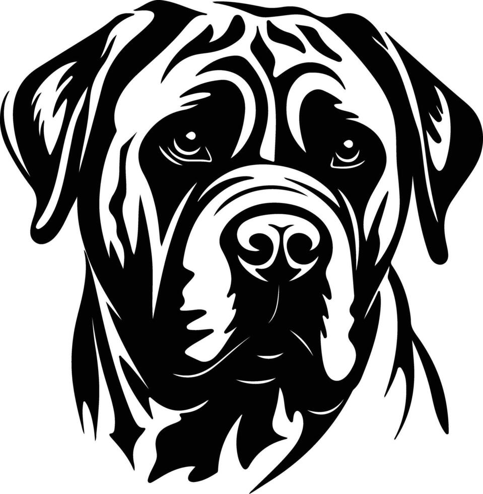 charming Black silhouette of mastiff head vector