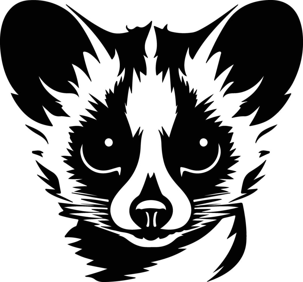 heartwarming Black silhouette of loris head vector