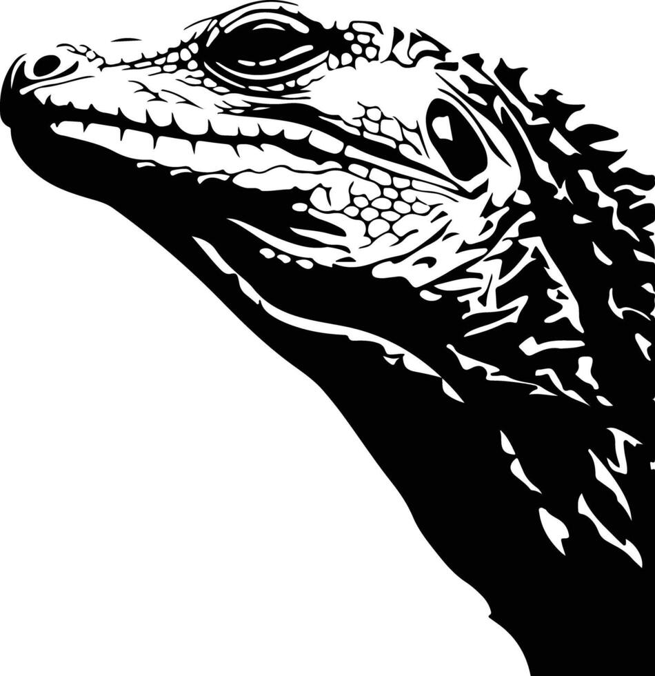 Black silhouette of monitor lizard head vector