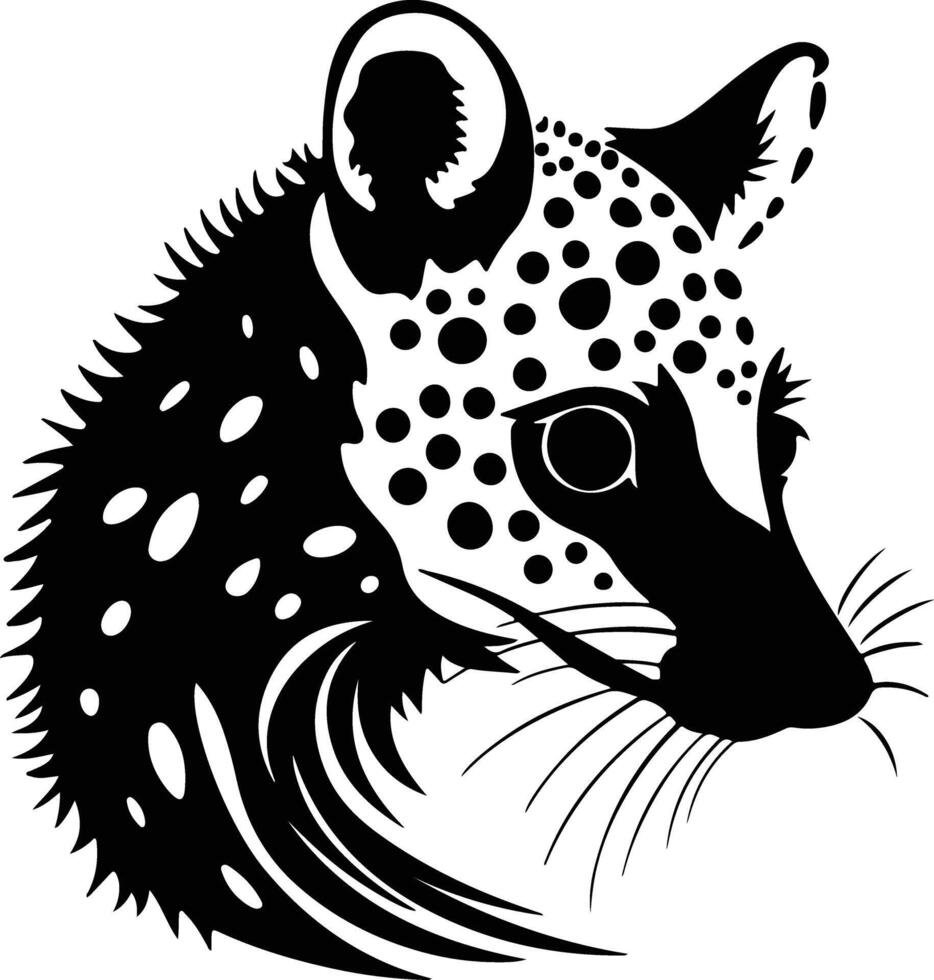 Black silhouette of quoll head vector