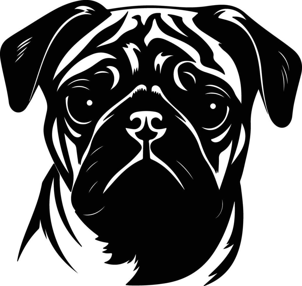 heavenly Black silhouette of pug head vector