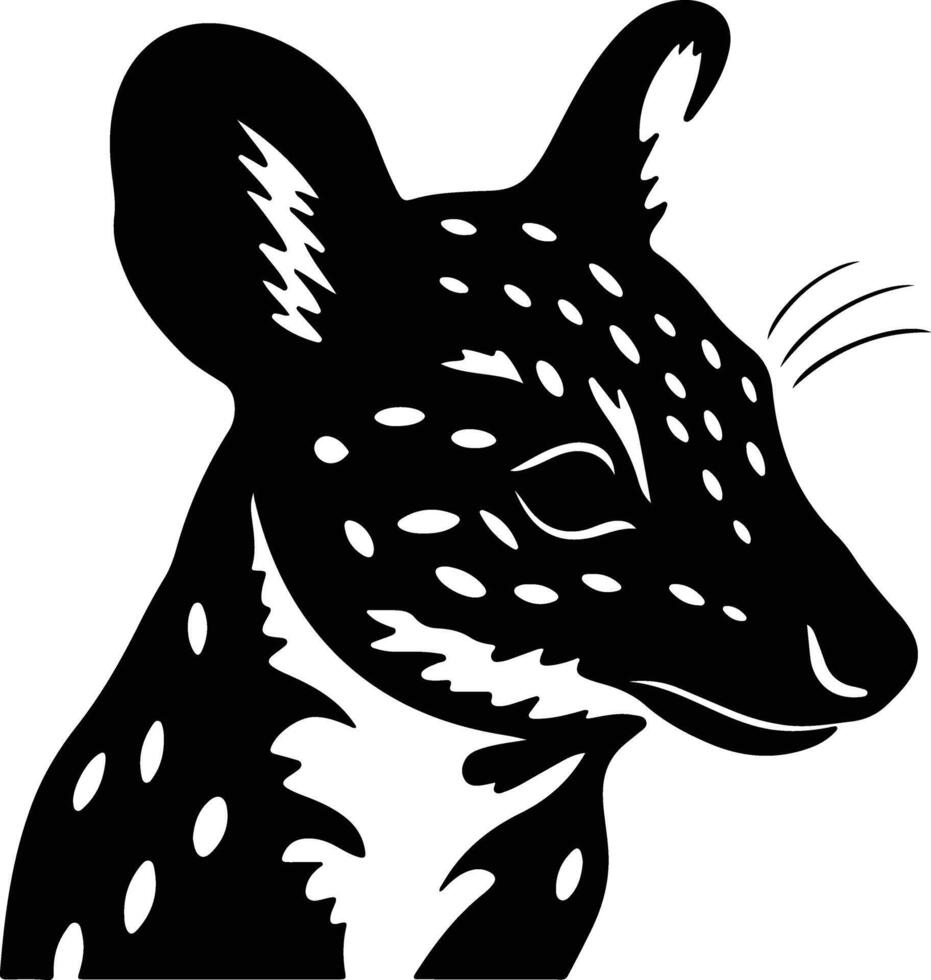 precious Black silhouette of quoll head vector