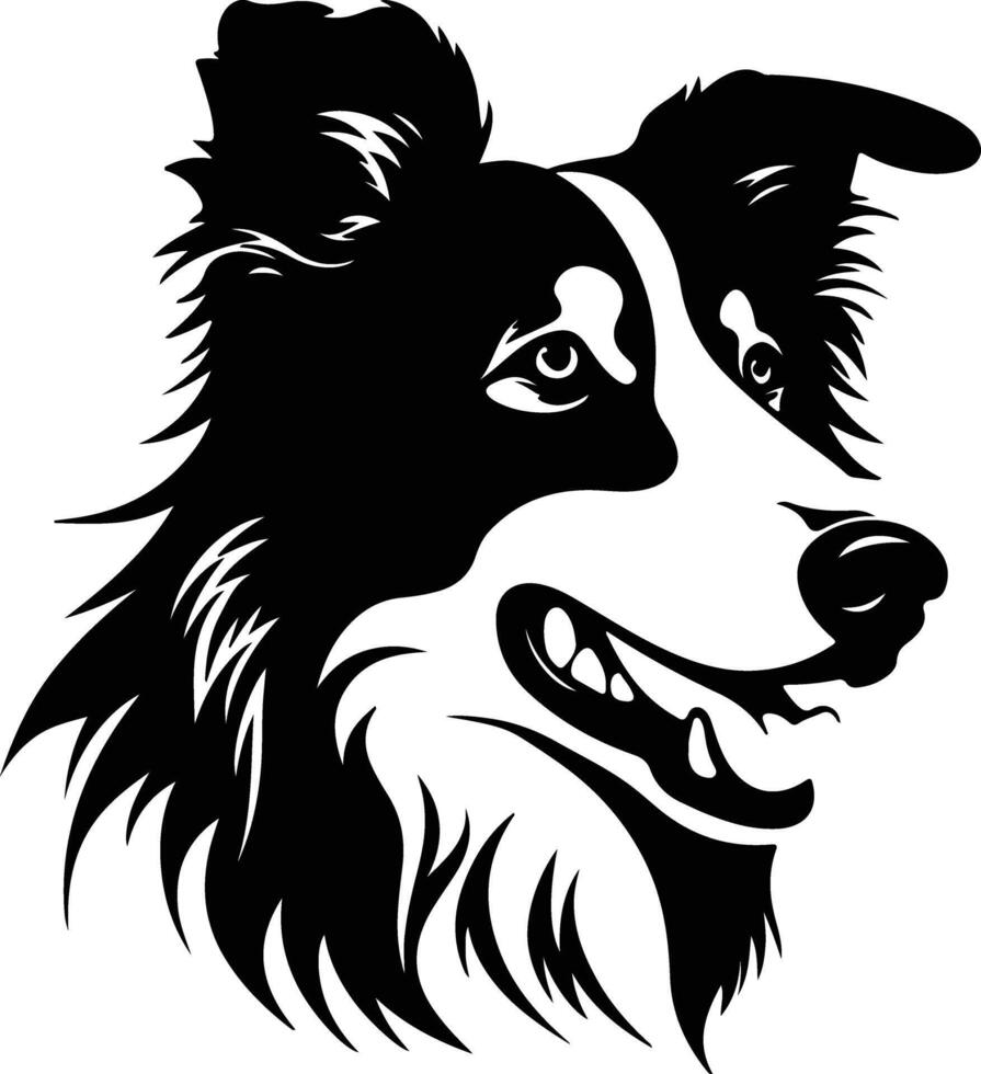 Black silhouette of collie head vector