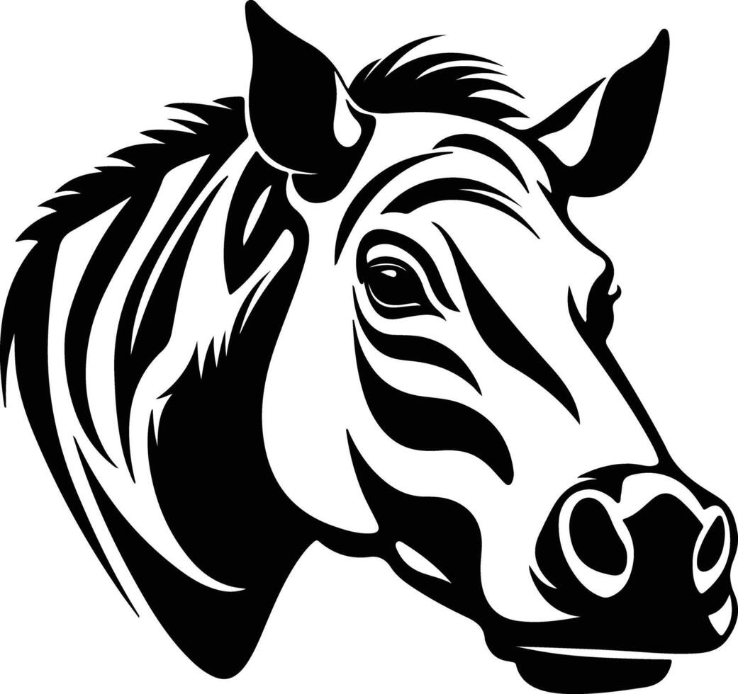 captivating Black silhouette of warthog head vector