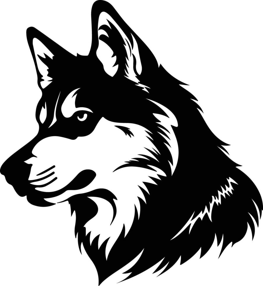 lovely Black silhouette of husky head vector