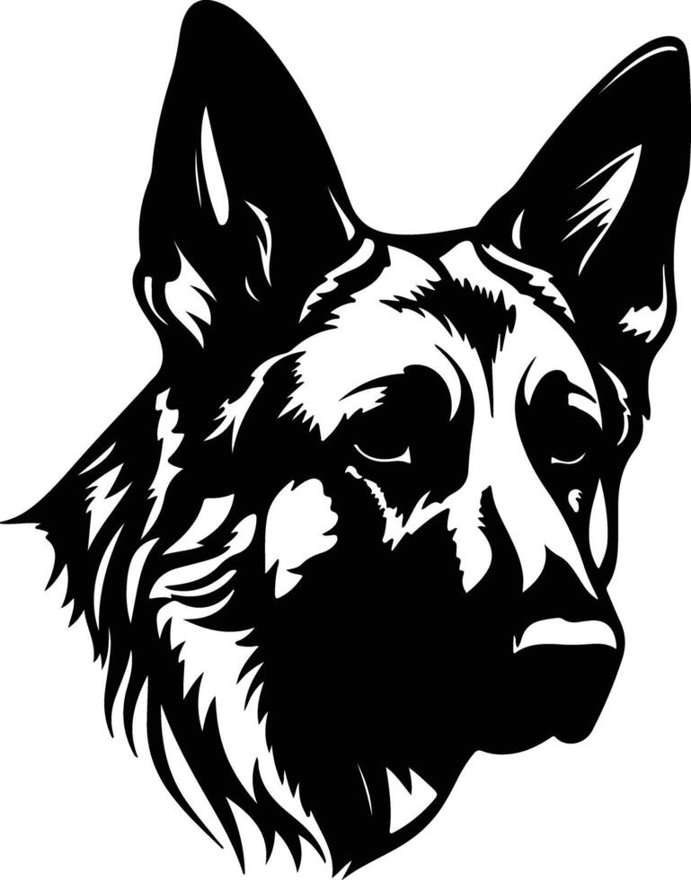 charming Black silhouette of German shepherd head vector