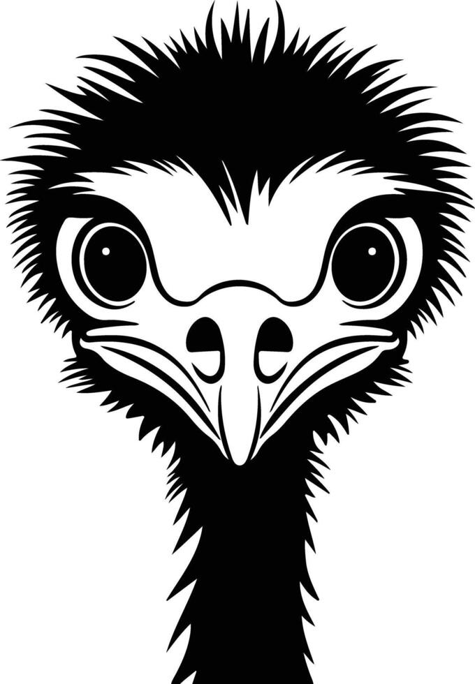 Black silhouette of ostrich head vector