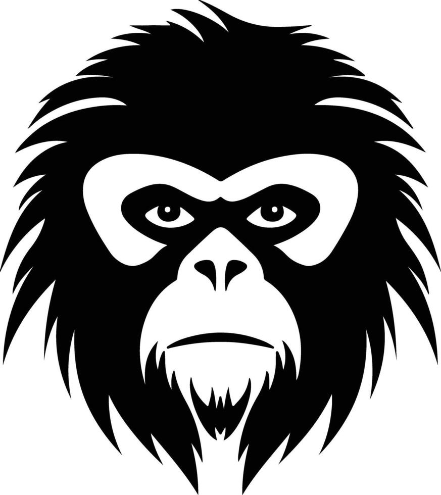 endearing Black silhouette of gibbon head vector