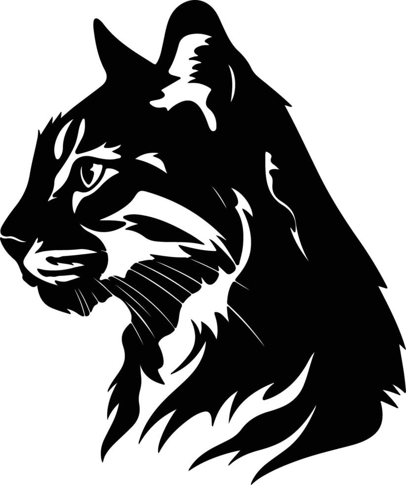 cuddly Black silhouette of catamount head vector