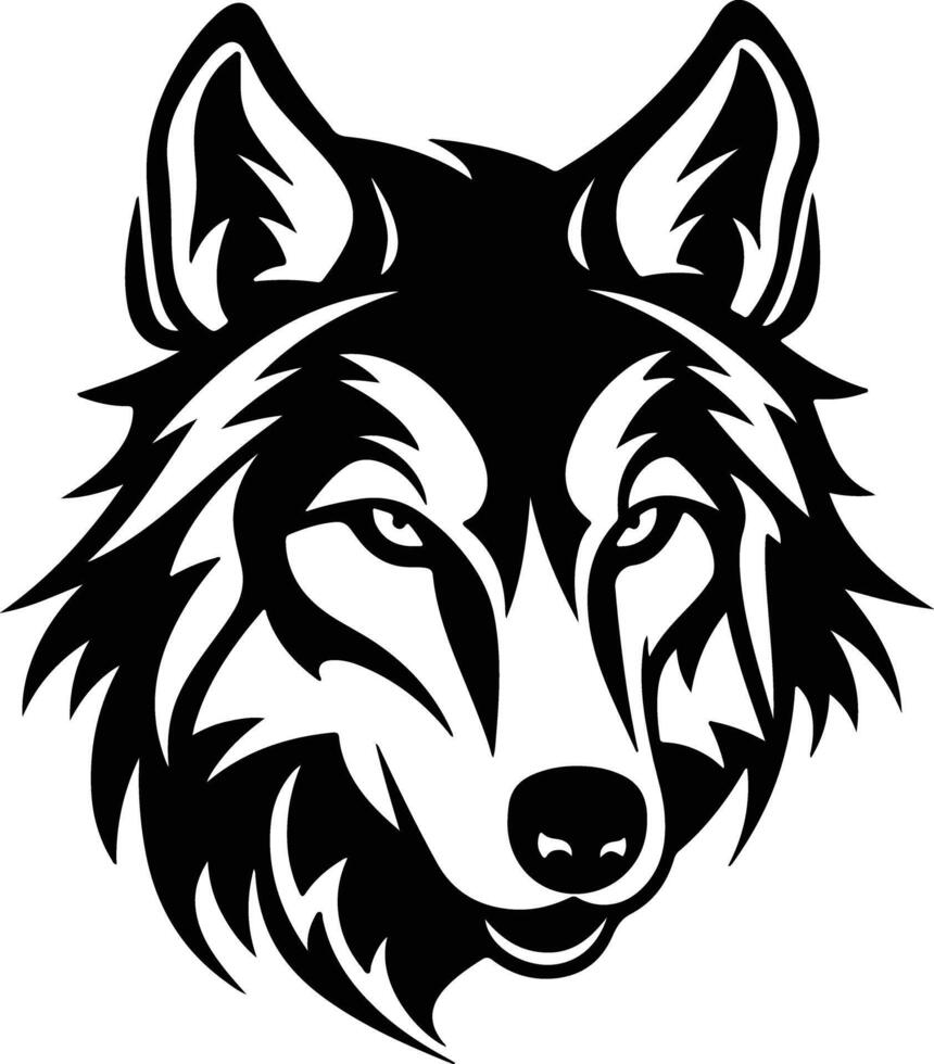 graceful Black silhouette of wolf head vector