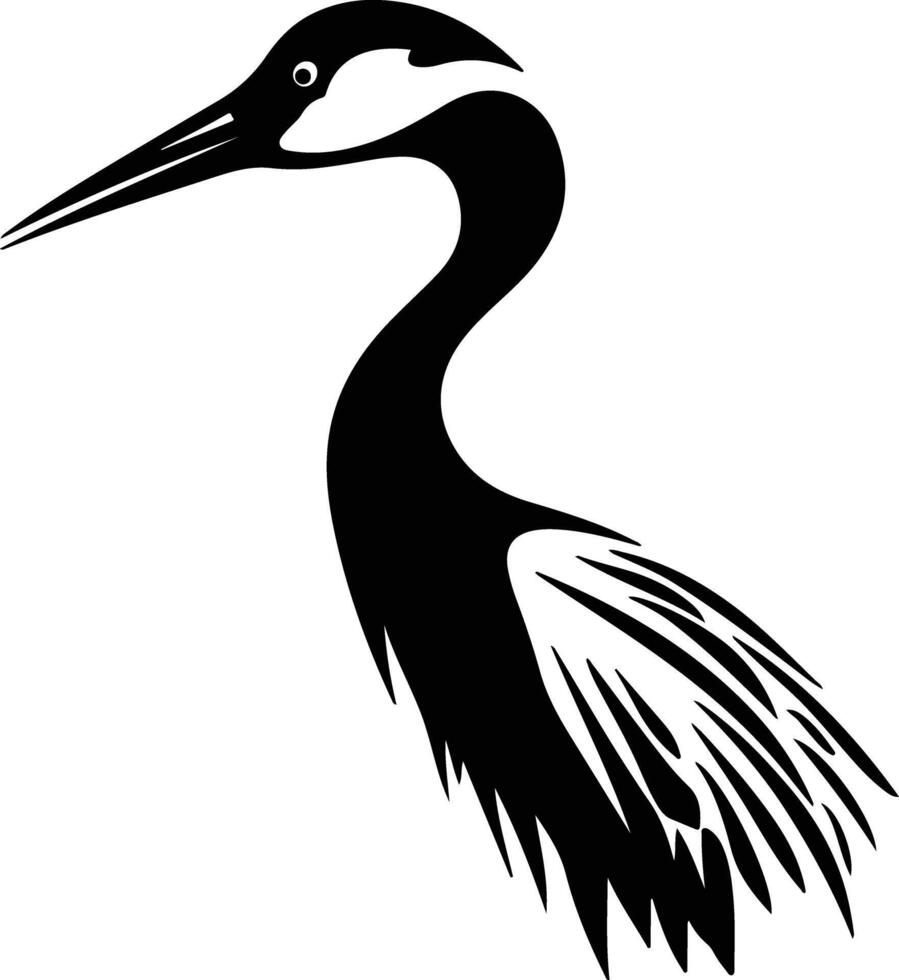 Black silhouette of Japanese crane head vector