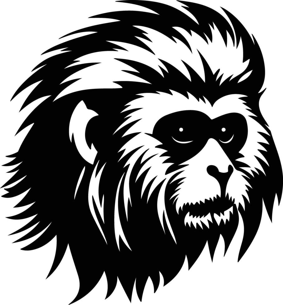 lovely Black silhouette of marmoset head vector