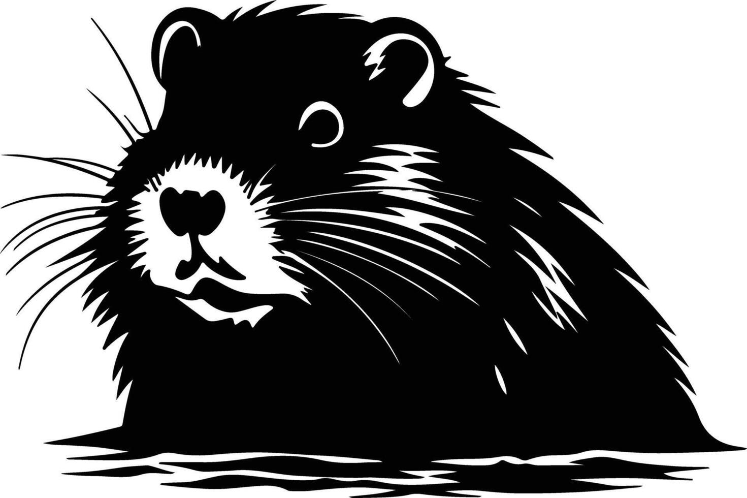 graceful Black silhouette of muskrat head vector