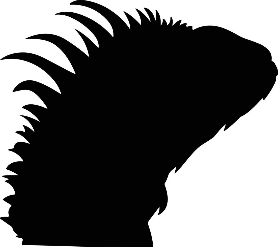 Black silhouette of green iguana head vector